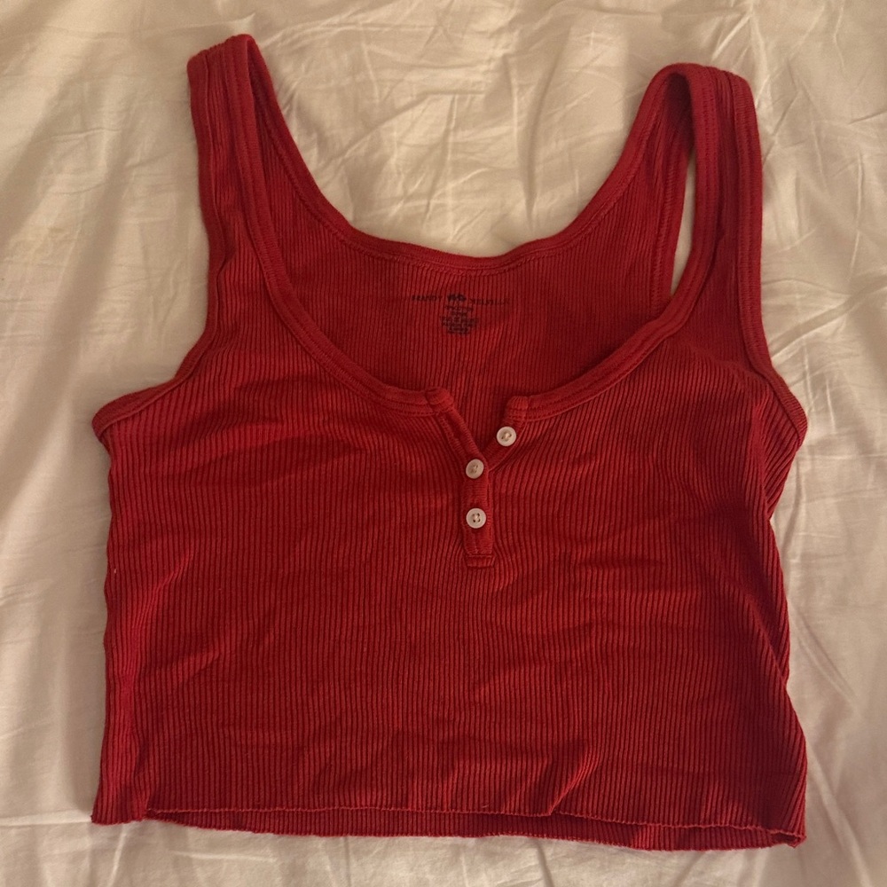 Brandy Melville Red Ribbed Crop Top